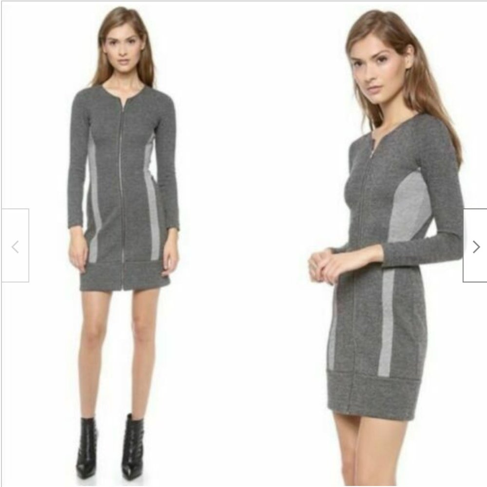 Theory gray colorblock wool sweater dress long sleeve 00 XXS